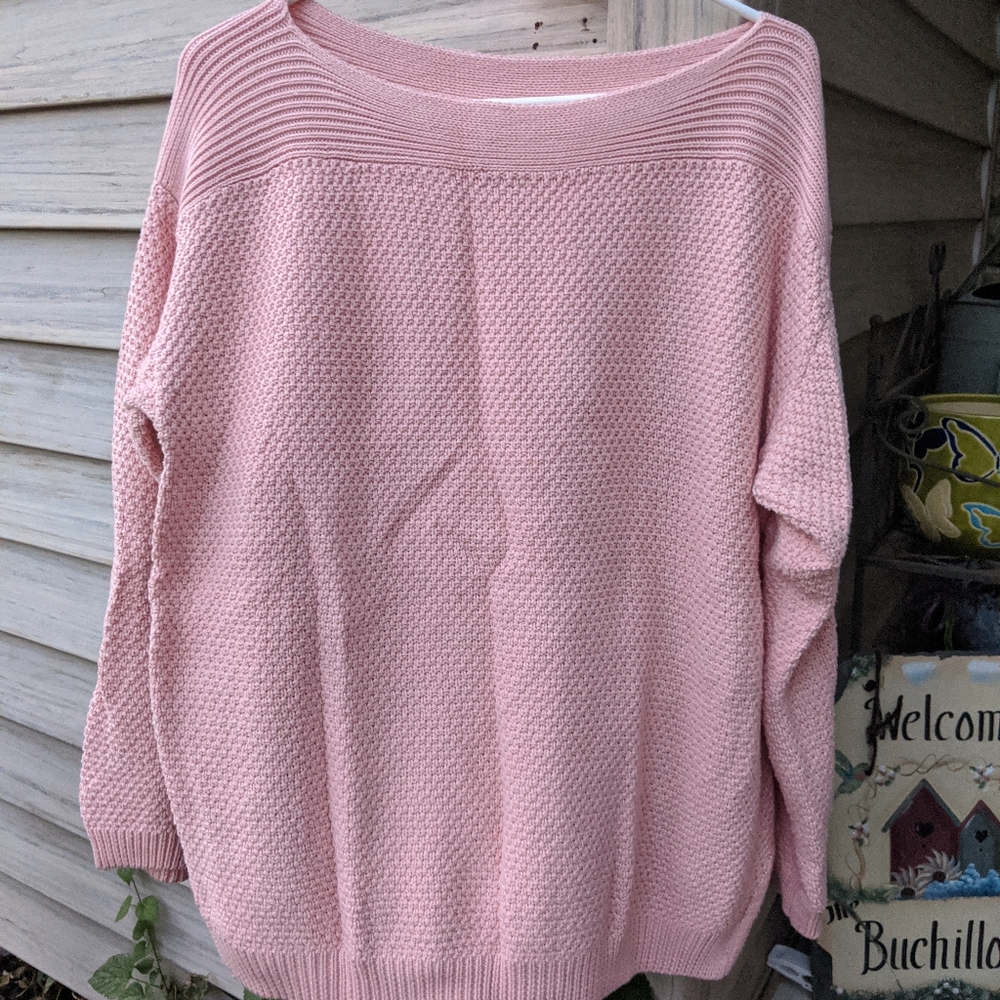 Women's Ralph Lauren Pink Honey Comb Sweater Large